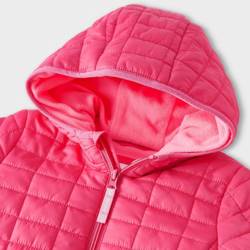 slide 3 of 4, Toddler Girls' Value Hooded Puffer Jacket - Cat & Jack™ Dark Pink 18M, 1 ct