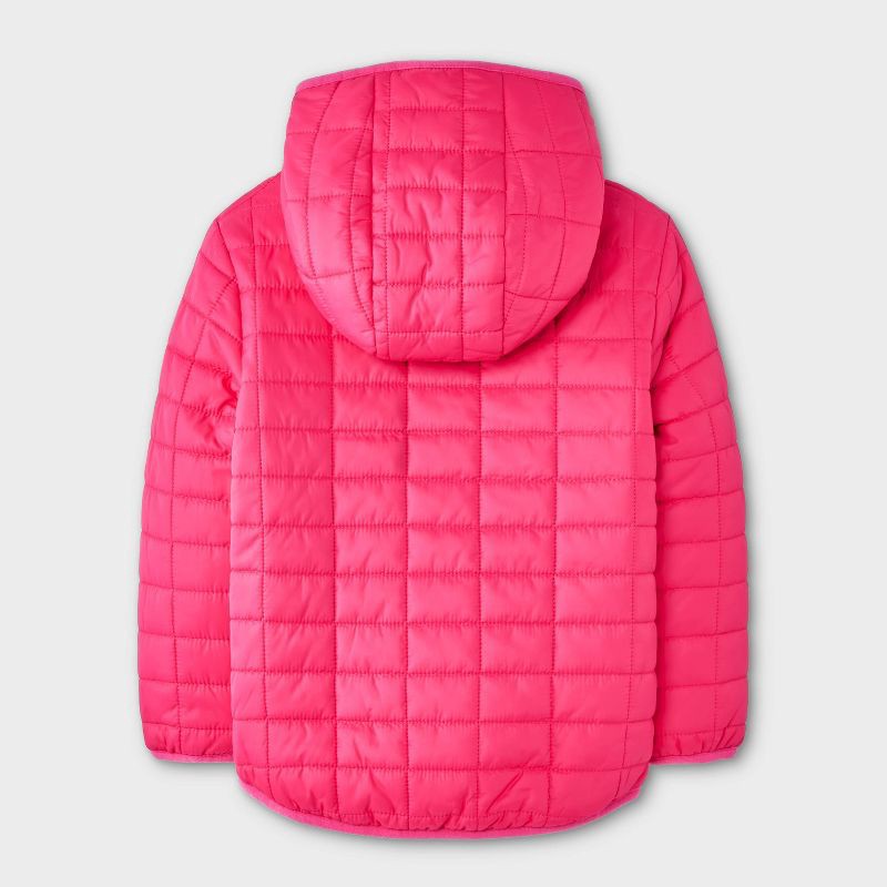 slide 2 of 4, Toddler Girls' Value Hooded Puffer Jacket - Cat & Jack™ Dark Pink 3T, 1 ct