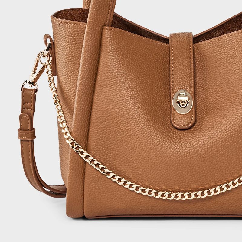 slide 5 of 5, Mini Tote Crossbody Bag - A New Day™ Brown, 1 ct