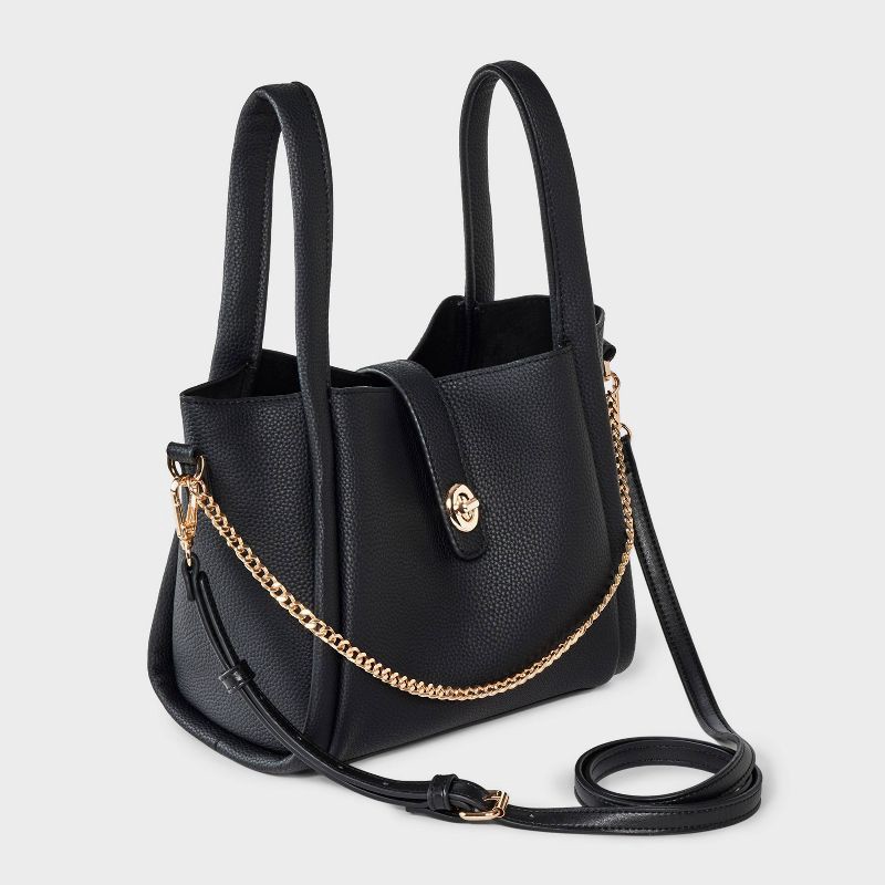 slide 3 of 5, Mini Tote Crossbody Bag - A New Day™ Black, 1 ct