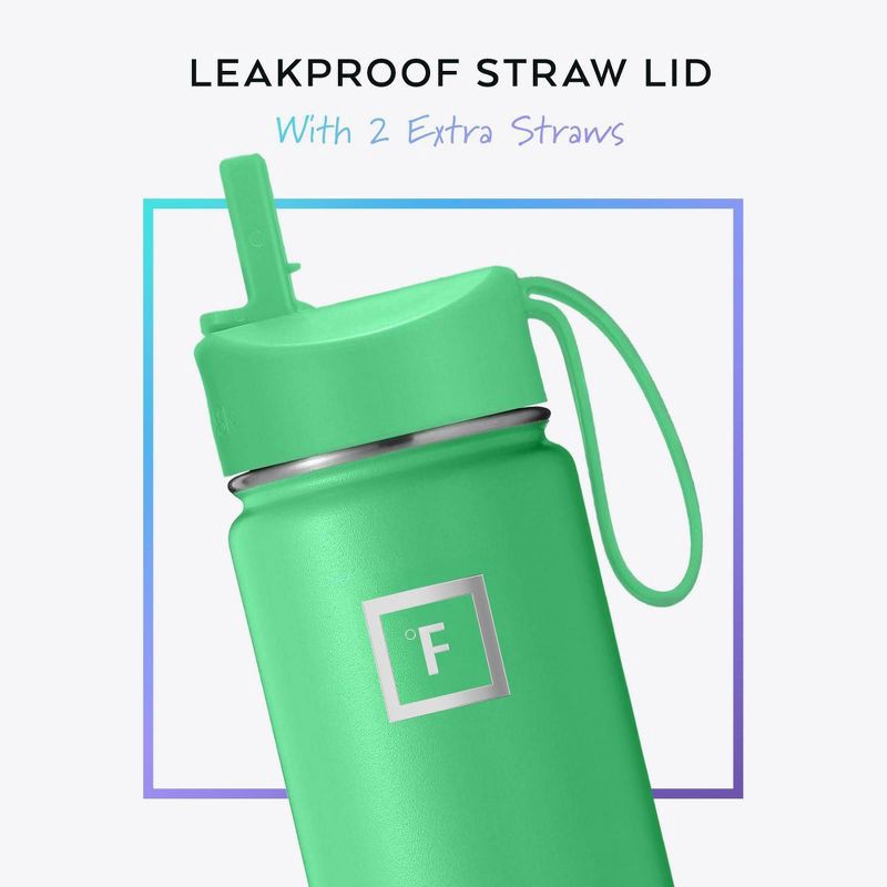 slide 2 of 6, IRON FLASK 14oz Kids' Stainless Steel Water Bottle Lucky Jade, 14 oz