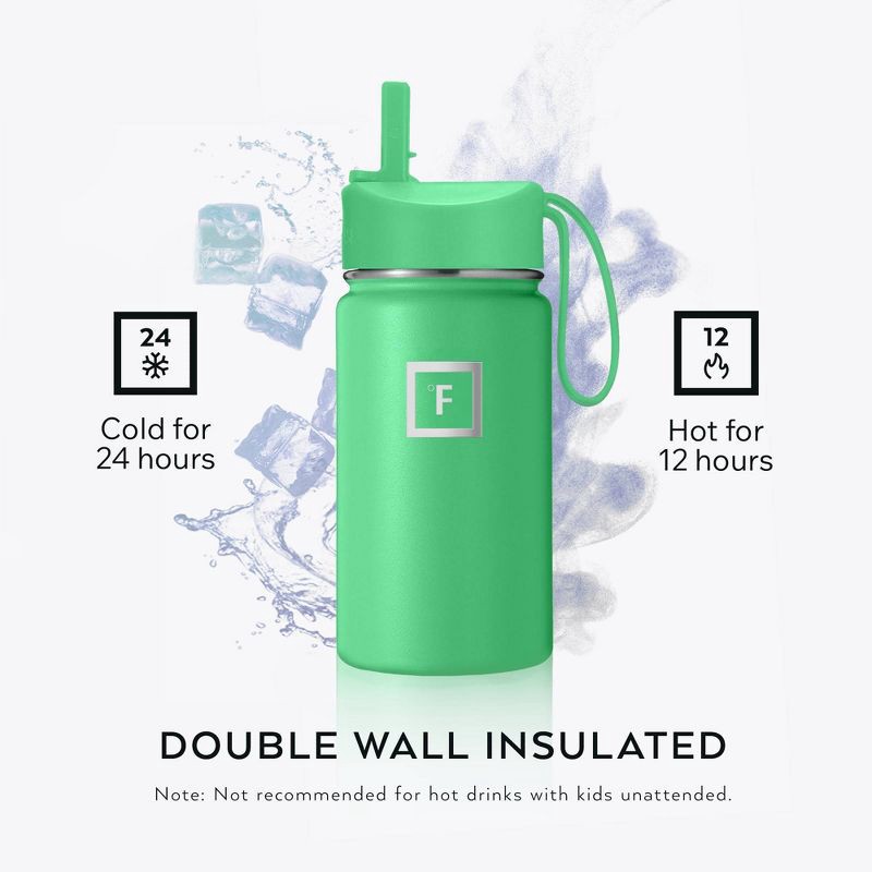 slide 3 of 6, IRON FLASK 14oz Kids' Stainless Steel Water Bottle Lucky Jade, 14 oz