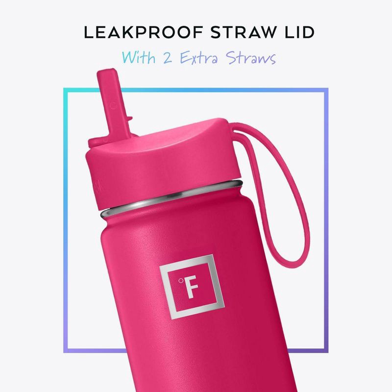 slide 2 of 6, IRON FLASK 14oz Kids' Stainless Steel Water Bottle Rad Raspberry, 14 oz