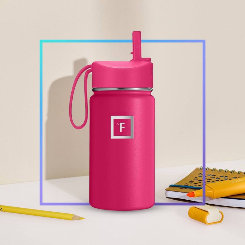 slide 5 of 6, IRON FLASK 14oz Kids' Stainless Steel Water Bottle Rad Raspberry, 14 oz