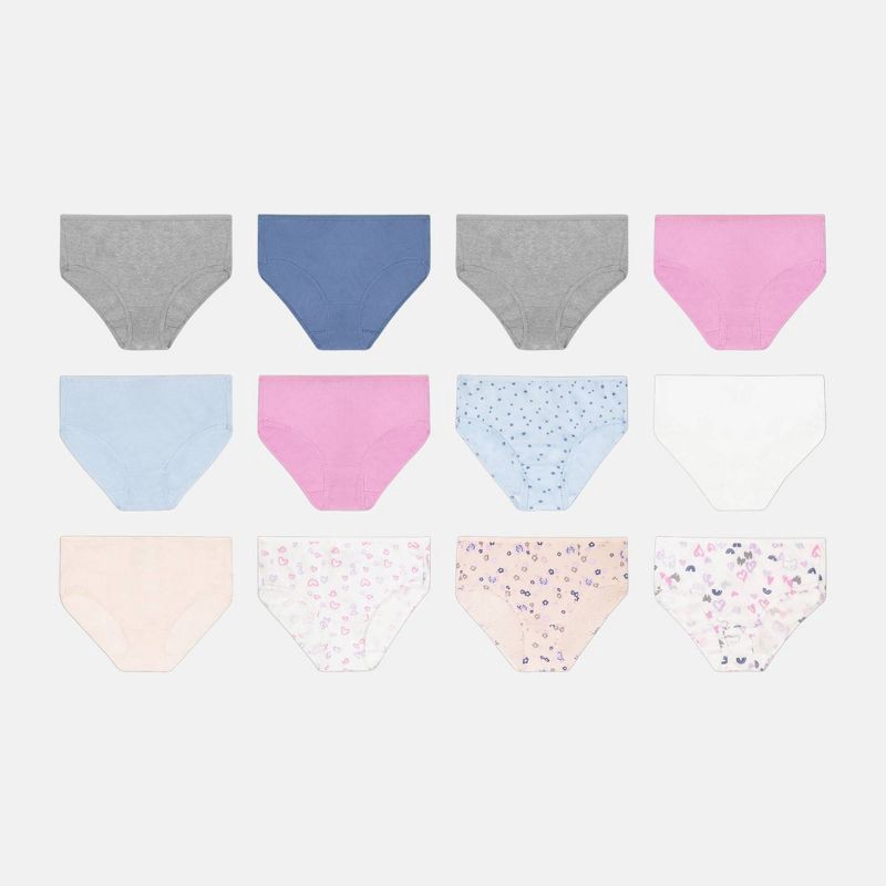slide 4 of 5, Hanes Girls' 12pk Butterfly and Dot Cotton Briefs - 12, 12 ct