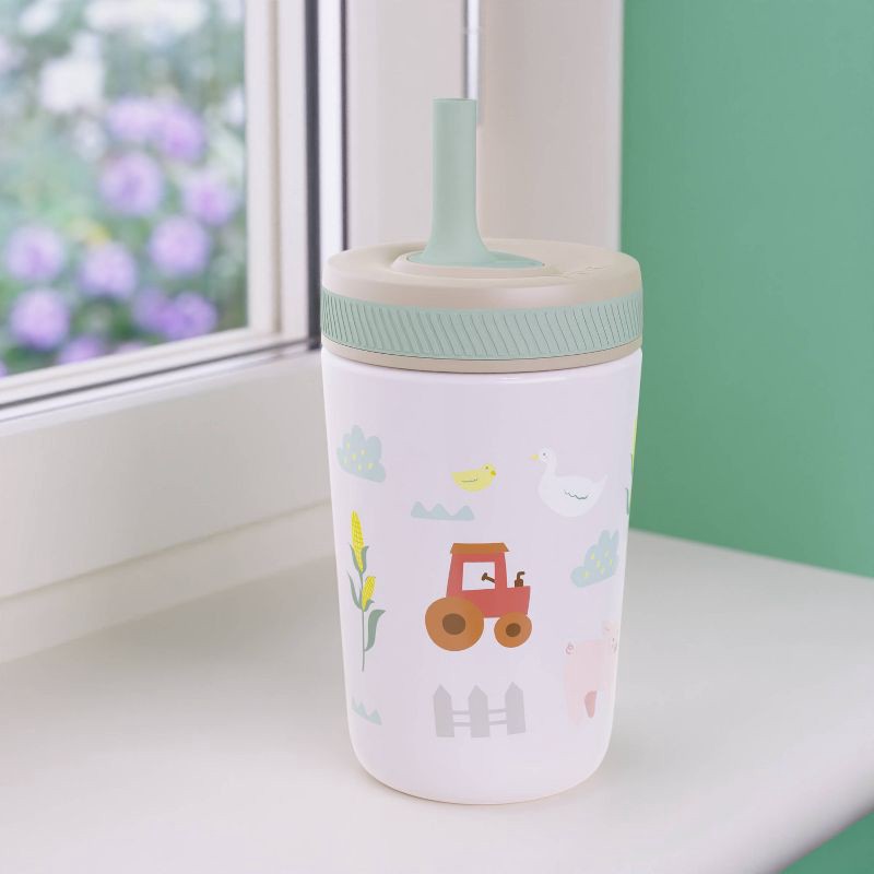 slide 5 of 5, Zak Designs 12oz Sunny Acres Stainless Steel Vacuum Kelso Tumber Off-White, 12 oz