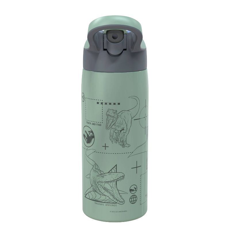 slide 2 of 6, Zak Designs 19oz Jurassic World Stainless Steel Double Wall Vacuum Riverside Water Bottle Green, 19 oz