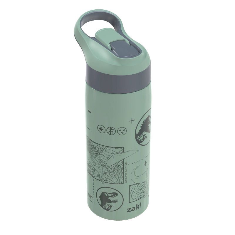 slide 3 of 6, Zak Designs 19oz Jurassic World Stainless Steel Double Wall Vacuum Riverside Water Bottle Green, 19 oz