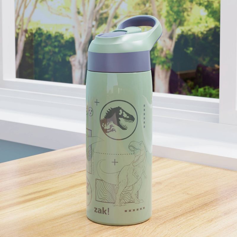 slide 5 of 6, Zak Designs 19oz Jurassic World Stainless Steel Double Wall Vacuum Riverside Water Bottle Green, 19 oz
