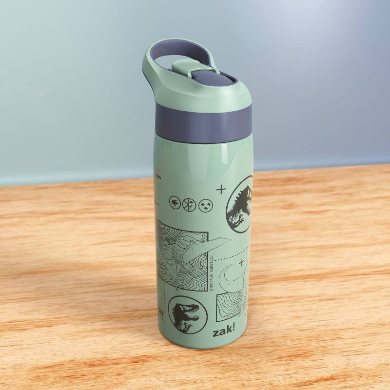 slide 6 of 6, Zak Designs 19oz Jurassic World Stainless Steel Double Wall Vacuum Riverside Water Bottle Green, 19 oz