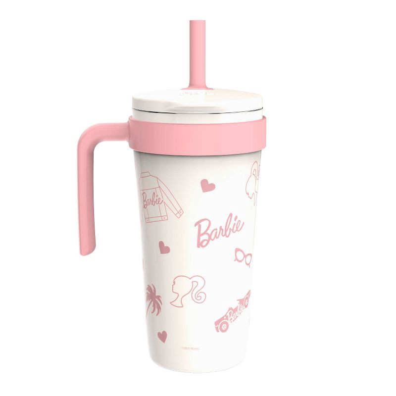slide 2 of 5, Zak Designs 18oz Barbie Stainless Steel Vacuum Fairway Straw Tumbler White, 18 oz