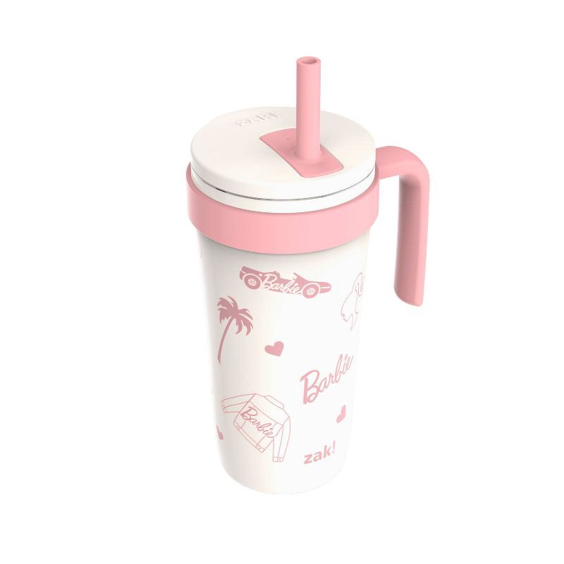 slide 3 of 5, Zak Designs 18oz Barbie Stainless Steel Vacuum Fairway Straw Tumbler White, 18 oz