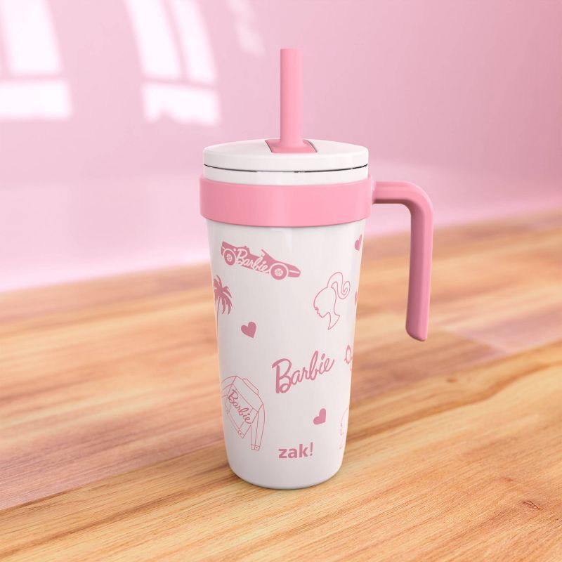 slide 4 of 5, Zak Designs 18oz Barbie Stainless Steel Vacuum Fairway Straw Tumbler White, 18 oz