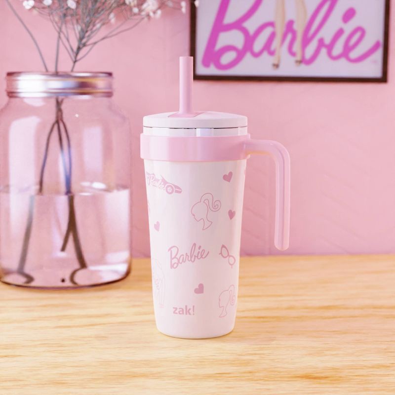 slide 5 of 5, Zak Designs 18oz Barbie Stainless Steel Vacuum Fairway Straw Tumbler White, 18 oz