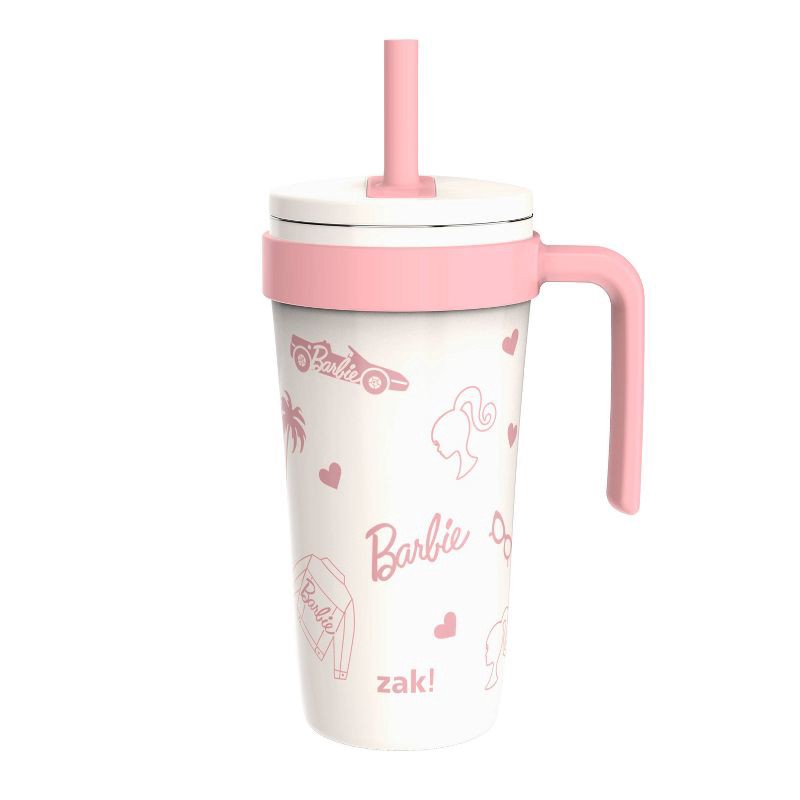 slide 1 of 5, Zak Designs 18oz Barbie Stainless Steel Vacuum Fairway Straw Tumbler White, 18 oz
