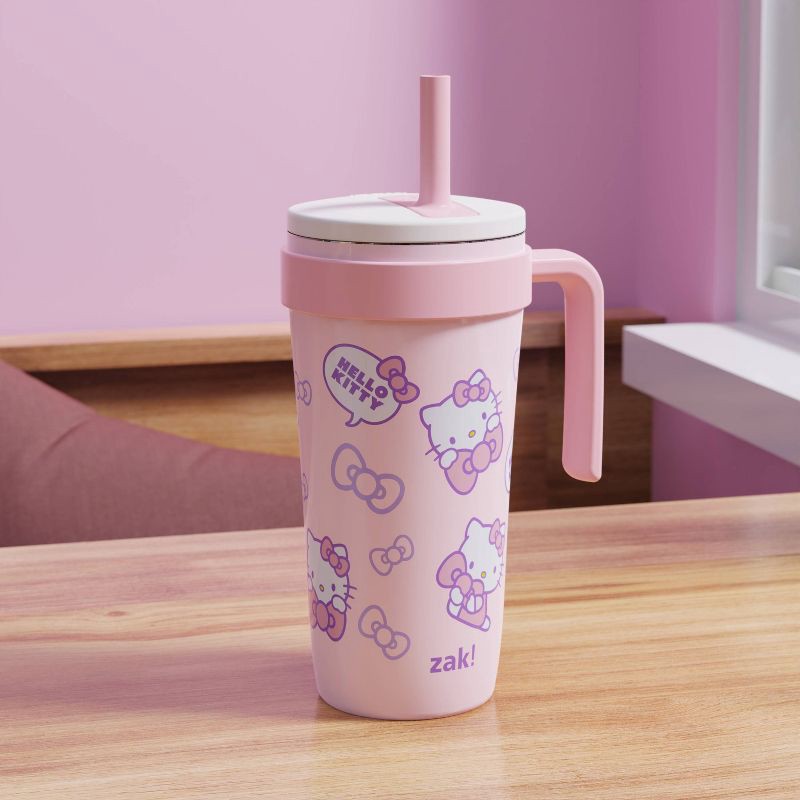 slide 4 of 5, Zak Designs 18oz Hello Kitty Stainless Steel Vacuum Fairway Straw Tumbler Pink, 18 oz