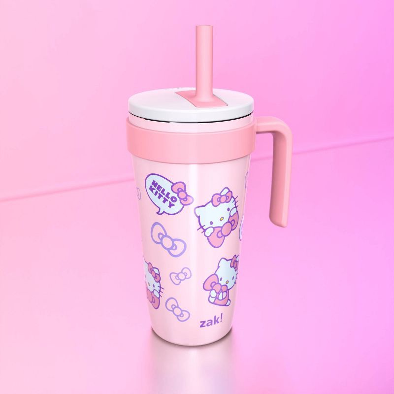 slide 5 of 5, Zak Designs 18oz Hello Kitty Stainless Steel Vacuum Fairway Straw Tumbler Pink, 18 oz