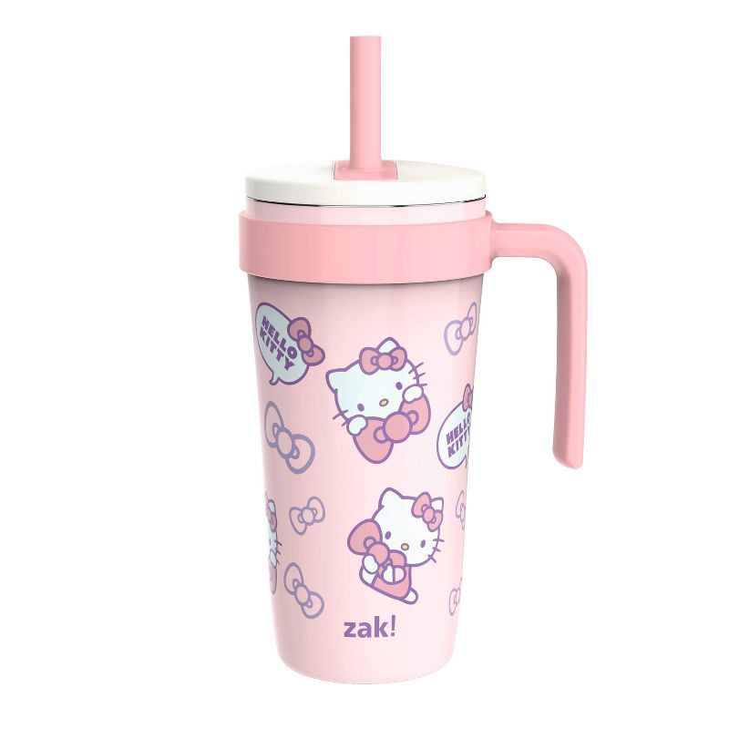 slide 1 of 5, Zak Designs 18oz Hello Kitty Stainless Steel Vacuum Fairway Straw Tumbler Pink, 18 oz