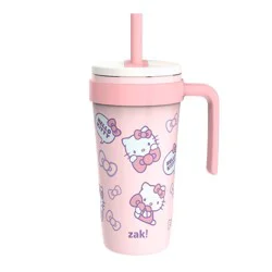 Zak Designs 18oz Hello Kitty Stainless Steel Vacuum Fairway Straw Tumbler Pink