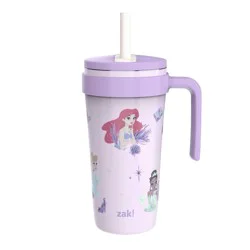 Zak Designs 18oz Princess Stainless Steel Vacuum Fairway Straw Tumbler Purple