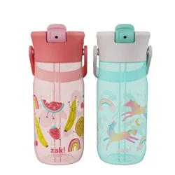 Zak Designs 2pk 18oz Harmony Straw Water Bottle Set Pink/Green