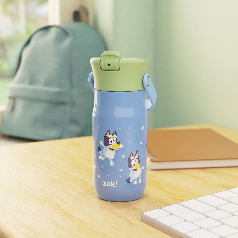slide 5 of 6, Zak Designs 14oz Bluey Stainless Steel Vacuum Harmony Straw Water Bottle Blue, 14 oz