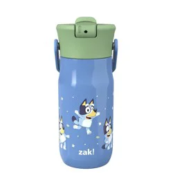 Zak Designs 14oz Bluey Stainless Steel Vacuum Harmony Straw Water Bottle Blue