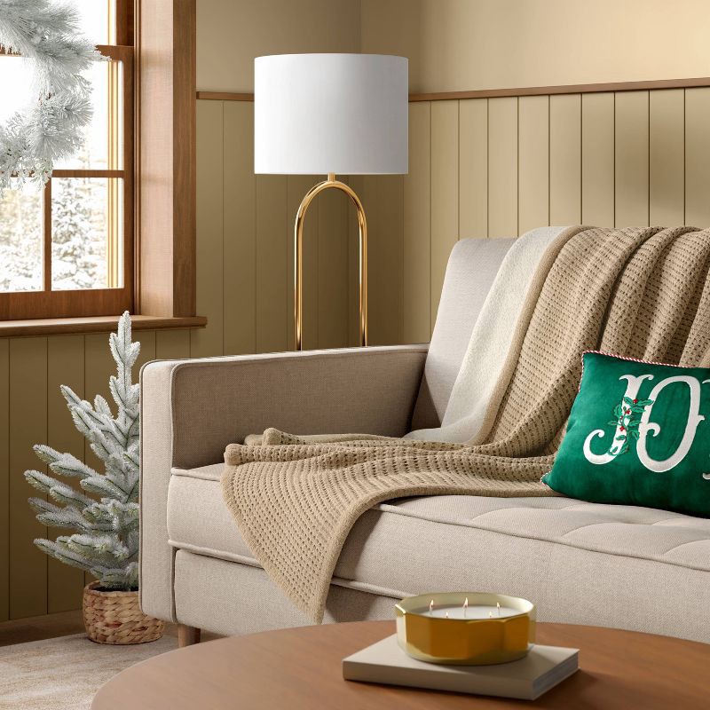 slide 2 of 5, Chenille Knit Throw Blanket with Faux Shearling Reverse Taupe - Threshold™, 1 ct