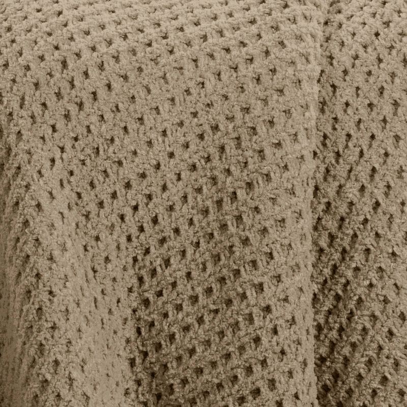 slide 5 of 5, Chenille Knit Throw Blanket with Faux Shearling Reverse Taupe - Threshold™, 1 ct
