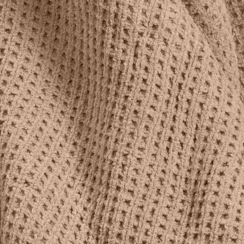 slide 5 of 5, Chenille Knit Throw Blanket with Faux Shearling Reverse Tan - Threshold™, 1 ct