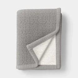 Chenille Knit Throw Blanket with Faux Shearling Reverse Gray - Threshold™