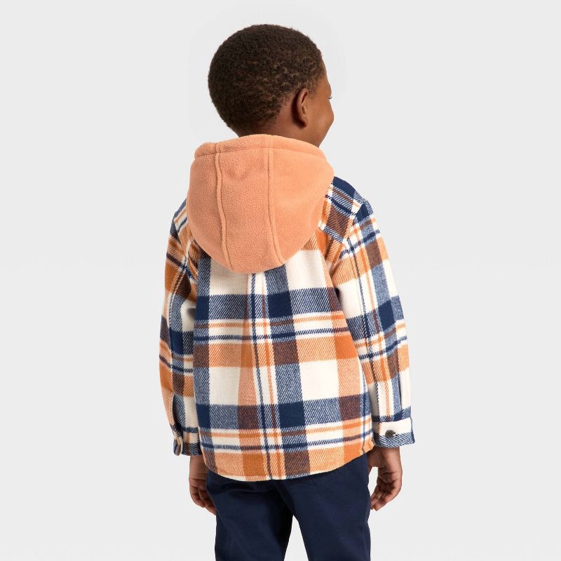 slide 2 of 3, Toddler Boys' Long Sleeve Flannel Hoodie Jacket - Cat & Jack™ Orange 4T, 1 ct