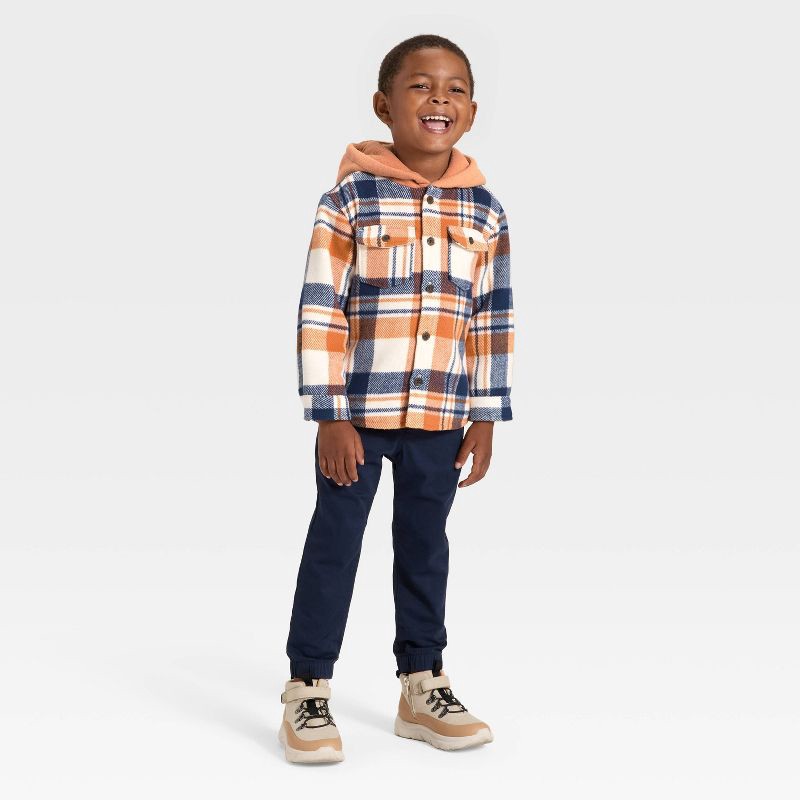 slide 3 of 3, Toddler Boys' Long Sleeve Flannel Hoodie Jacket - Cat & Jack™ Orange 4T, 1 ct