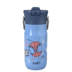 Zak Designs 14oz Spidey & Friends Stainless Steel Vacuum Harmony Straw Water Bottle Blue