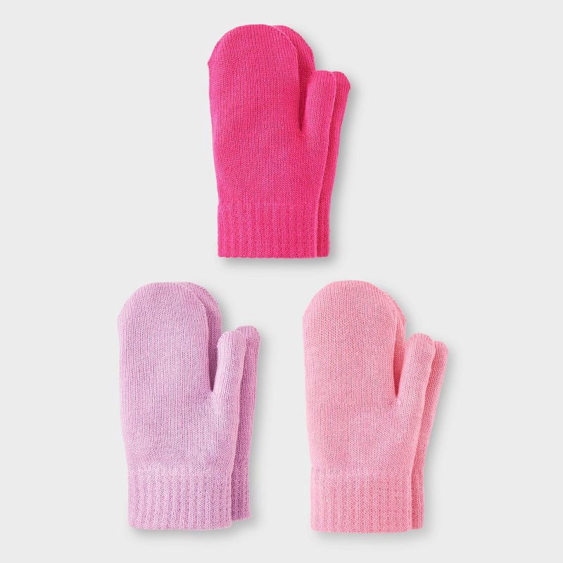 slide 1 of 3, Toddler 3pk Mitten Set - Cat & Jack™ Light Pink/ Pink/ Mauve 2T-5T, 3 ct