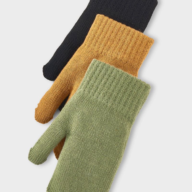 slide 2 of 3, Toddler 3pk Mitten Set - Cat & Jack™ Brown/ Green/ Black 2T-5T, 3 ct