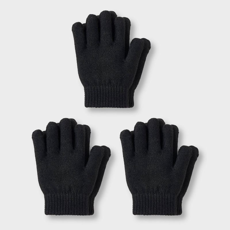 slide 1 of 3, Toddler 3pk Glove Set - Cat & Jack™ Black 2T-5T, 3 ct