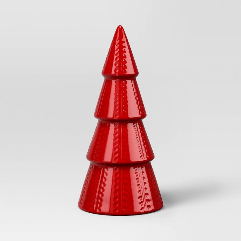 slide 1 of 3, 10" Ceramic Tree Shaped Christmas Decor Red - Wondershop™, 1 ct