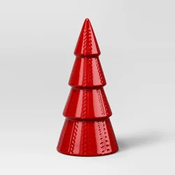 10&quot; Ceramic Tree Shaped Christmas Decor Red - Wondershop™
