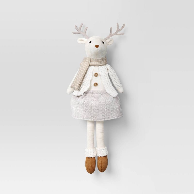 slide 1 of 3, Christmas Fabric Reindeer Figural Girl - Wondershop™, 1 ct