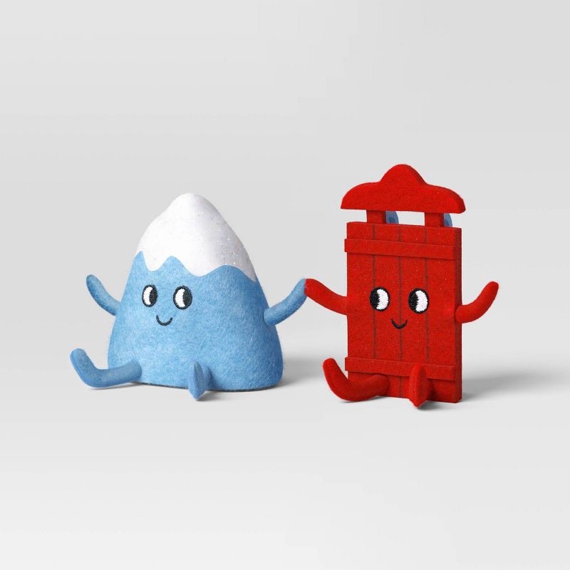 slide 3 of 4, Christmas Felt Duo Figural Mountain and Sled - Wondershop™, 1 ct