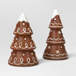 2pk Christmas Ceramic Gingerbread Tree Decor - Wondershop™
