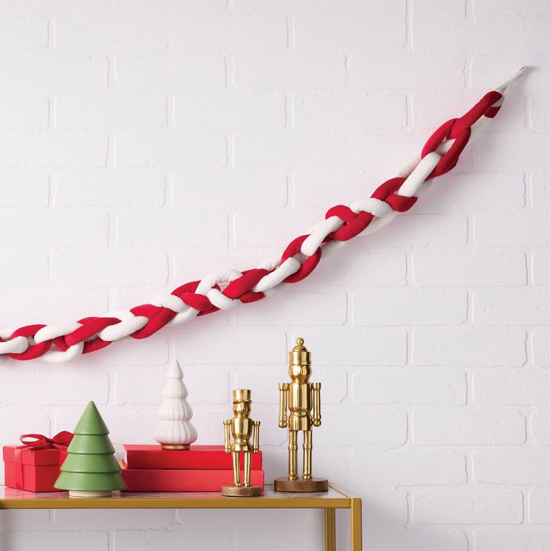 slide 2 of 3, 72" Christmas Tube Yarn Garland Red/White - Wondershop™, 1 ct