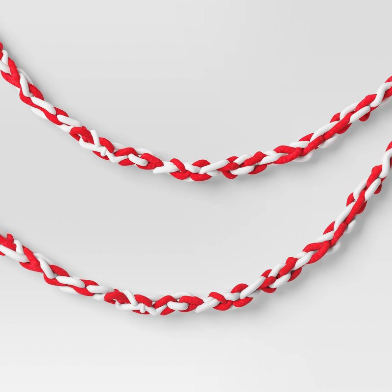 slide 1 of 3, 72" Christmas Tube Yarn Garland Red/White - Wondershop™, 1 ct