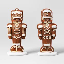 2pk Christmas Ceramic Gingerbread Nutcracker Decor - Wondershop™