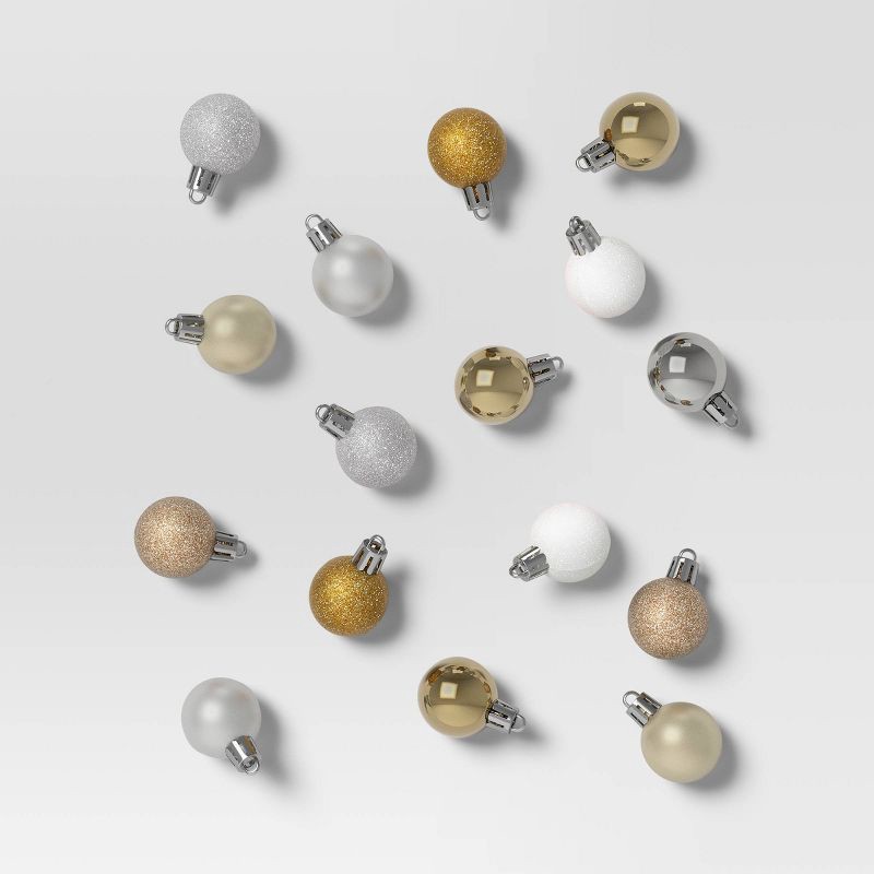 slide 1 of 3, 25ct Christmas 30mm Ornament Set Silver/Champagne/Gold/White - Wondershop™, 25 ct