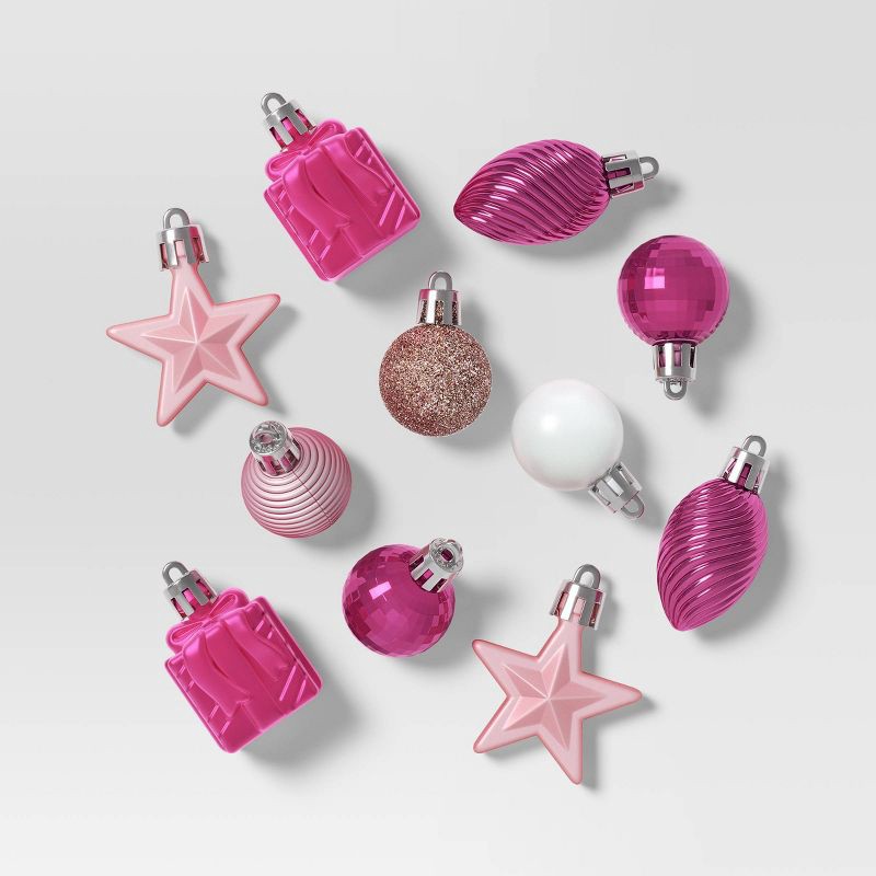 slide 1 of 4, 25ct Christmas 30mm Ornament Set Pink/White Iridescent - Wondershop™, 25 ct