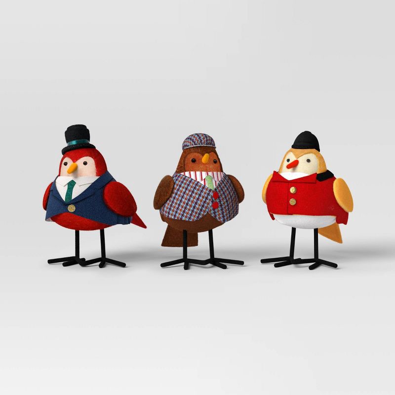 slide 1 of 5, 4.25" 3pk Christmas Featherly Friends™ Decor Yultide Yore - Wondershop™, 3 ct