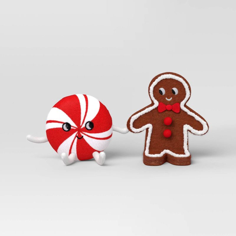 slide 3 of 4, Christmas Felt Duo Figural Peppermint and Gingerbread Man - Wondershop™, 1 ct