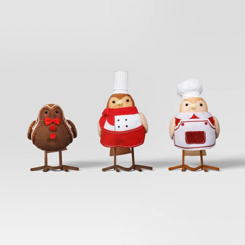 slide 1 of 5, 4.25" 3pk Christmas Featherly Friends™ Decor Cocoa and Candy Cane - Wondershop™, 3 ct